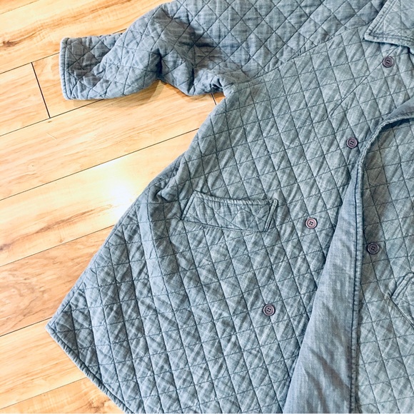 Melissa McCarthy Quilted gray long double breasted coat duster style jac… - Picture 4 of 5